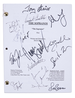 The Sopranos Cast Signed Original Pilot Episode Script with 14 Signatures Including James Gandolfini (JSA)
